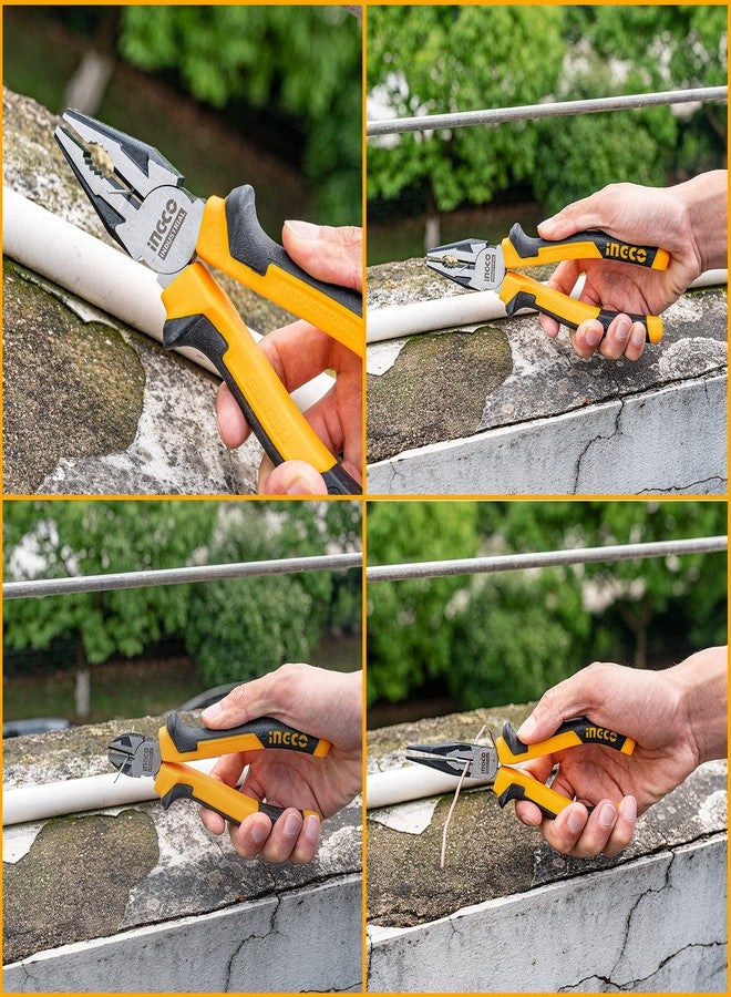 INGCO 3pcs Pliers Set, 8" Combination Pliers and 6" Diagonal Cutting Pliers and 6" Long Nose Pliers HKPS28318 - Image 2